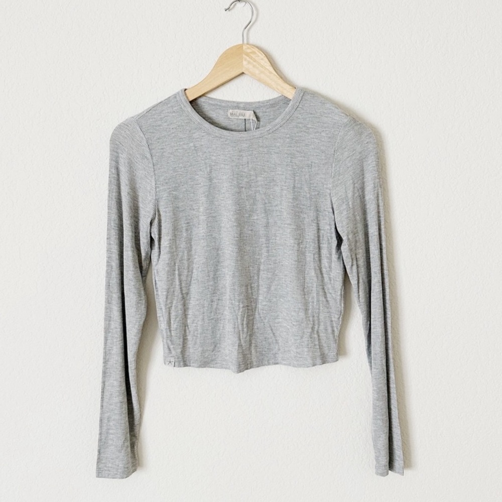 Barefoot Dreams Malibu Collection Ribbed Long Sleeve Crop Top
